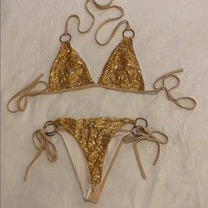 Gold Sequin Bikini Set